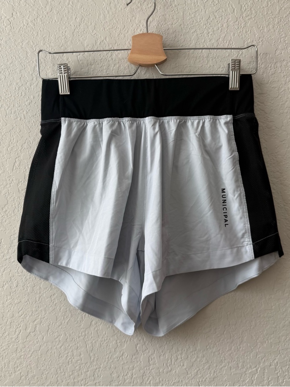 Municipal Women’s Athletic Shorts – Black Waist, Light Gray Body